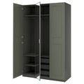 PAX/KAMMARTORP/GRIMO Wardrobe combination, dark grey/mirror glass grey-green, 150x60x236 cm