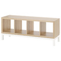 KALLAX Shelving unit with underframe, white stained oak effect/white, 147x59 cm