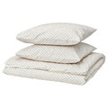 BANDKNIPPE Duvet cover and 2 pillowcases, white/beige, 200x200/50x60 cm