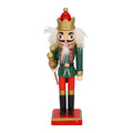 Nutcracker Christmas Decoration 15cm, green/crown