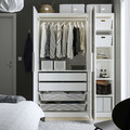 PAX / MISTUDDEN Wardrobe combination, white/grey patterned, 150x60x201 cm