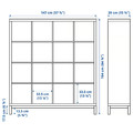 KALLAX Shelving unit with underframe, white stained oak effect/black, 147x164 cm