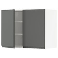METOD Wall cabinet with shelves/2 doors, white/Voxtorp dark grey, 80x60 cm