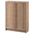 BILLY / OXBERG Bookcase with doors, oak effect, 80x30x106 cm