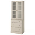 HAVSTA Storage combination w glass-doors, grey-beige, 81x47x212 cm