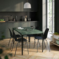 SKÅLSTA Table, dark grey-green marble effect/straight black-grey, 140x80 cm