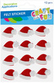 Self-Adhesive Felt Santa Hat Decorations, Red/White, 12 pcs
