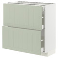 METOD / MAXIMERA Base cab with 2 fronts/3 drawers, white/Stensund light green, 80x37 cm