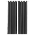 GINSTMOTT Curtains, 1 pair, dark grey/with eyelets, 145x300 cm