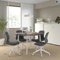 MITTZON Conference table, round walnut veneer/white, 120x75 cm