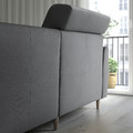 SLATORP 3-seat sofa with chaise longue, Hakebo dark grey