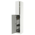 METOD High cabinet with cleaning interior, white/Ringhult light grey, 40x60x240 cm