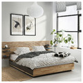 MANDAL Bed frame with headboard, birch/grey, 160x200 cm