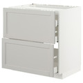METOD / MAXIMERA Base cab f hob/2 fronts/3 drawers, white/Lerhyttan light grey, 80x60 cm