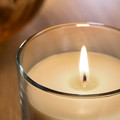LOTSFÅGEL Scented candle in glass, Peach light orange, 20 hr