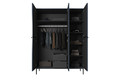 Wardrobe Nicole with Drawer Unit 150 cm, dark blue, black handles and legs