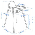 ANTILOP Highchair with tray, white/white