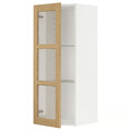 METOD Wall cabinet w shelves/glass door, white/Forsbacka oak, 40x100 cm