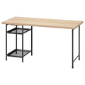 LAGKAPTEN / SPÄND Desk, white stained oak effect/black, 140x60 cm