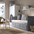 HEMNES Day-bed w 3 drawers/2 mattresses, grey/Åfjäll medium firm, 80x200 cm