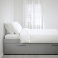 BRIMNES Bed frame with storage, grey/Luröy, 140x200 cm