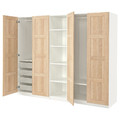 PAX / BERGSBO Wardrobe, white/white stained oak effect, 250x60x201 cm
