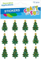 CRAFT WITH FUN Glitter Foam Christmas Tree Stickers, Green, 12 pcs