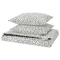 BJÖRKGRÅMAL Duvet cover and 2 pillowcases, black white/dotted, 200x200/50x60 cm