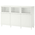 BESTÅ Storage combination with doors, white/Smeviken/Kabbarp white clear glass, 180x42x112 cm