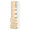 METOD / MAXIMERA Hi cab w shlvs/4 drawers/dr/2 frnts, white/Askersund light ash effect, 60x60x220 cm