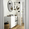 BESTÅ Wall-mounted cabinet combination, white/Selsviken high-gloss/white, 180x42x64 cm