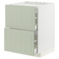 METOD / MAXIMERA Base cab f hob/2 fronts/2 drawers, white/Stensund light green, 60x60 cm