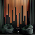 Lamella Wall Panel Slim Vertical Line 132 x 2650 mm 2.6 m, black, felt