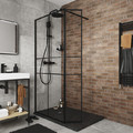 GoodHome Shower Panel Wall Walk-in Ahti 90 + 30cm, chrome/black