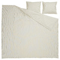 SOLFIBBLA Duvet cover and 2 pillowcases, white beige/stripe, 200x200/50x60 cm