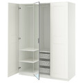 PAX / KAMMARTORP/GRIMO Wardrobe combination, white mirror glass/grey white, 150x60x201 cm