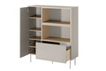 High Cabinet with 2 Doors & Drawer Desin 120, cashmere/nagano oak