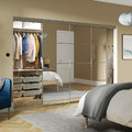 SKYTTA / BOAXEL Walk-in wardrobe with sliding doors, aluminium/Auli mirror glass, 251x115x205 cm