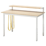UTVISNING Gaming desk with shelf, ash effect/white, 120x60 cm