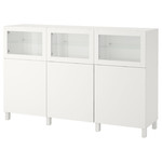 BESTÅ Storage combination with doors, white, Lappviken white, clear glass, 180x40x112 cm