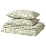 SORGMANTEL Duvet cover and 2 pillowcases, white/green, 200x200/50x60 cm