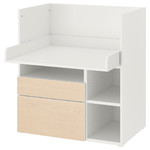SMÅSTAD Desk, white birch, with 2 drawers, 90x79x100 cm