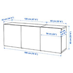 BESTÅ Storage combination with doors, white, Sindvik white clear glass, 180x42x65 cm