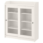 HAUGA Glass-door cabinet, white, 105x116 cm