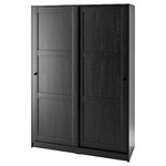 RAKKESTAD Wardrobe with sliding doors, black-brown, 117x176 cm