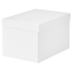 TJENA Storage box with lid, white, 18x25x15 cm