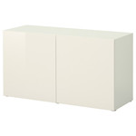 BESTÅ Shelf unit with doors, white, Selsviken high-gloss/white, 120x40x64 cm