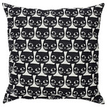 GERDIE Cushion, white, black cat, 40x40 cm