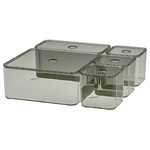 VISSLAÅN Box with lid, set of 5, grey