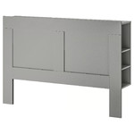 BRIMNES Headboard with storage compartment, grey, 140 cm